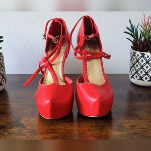 Bebe Cherry Red Platforms
